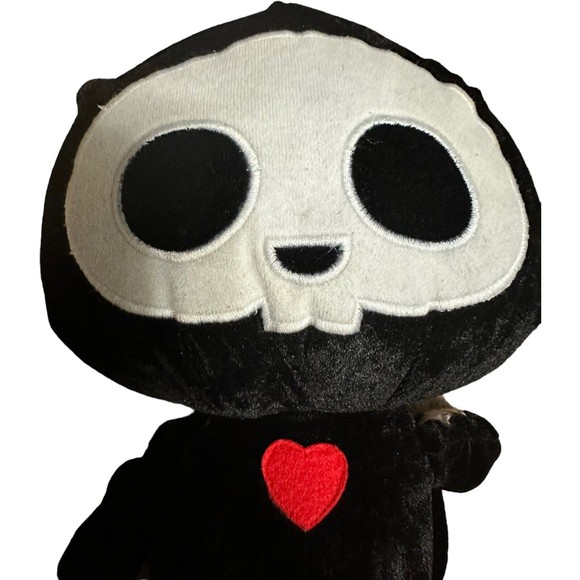 Skelanimals Plush Cat 13" Black White Skeleton Red Heart Fiesta Stuffed - Picture 13 of 16